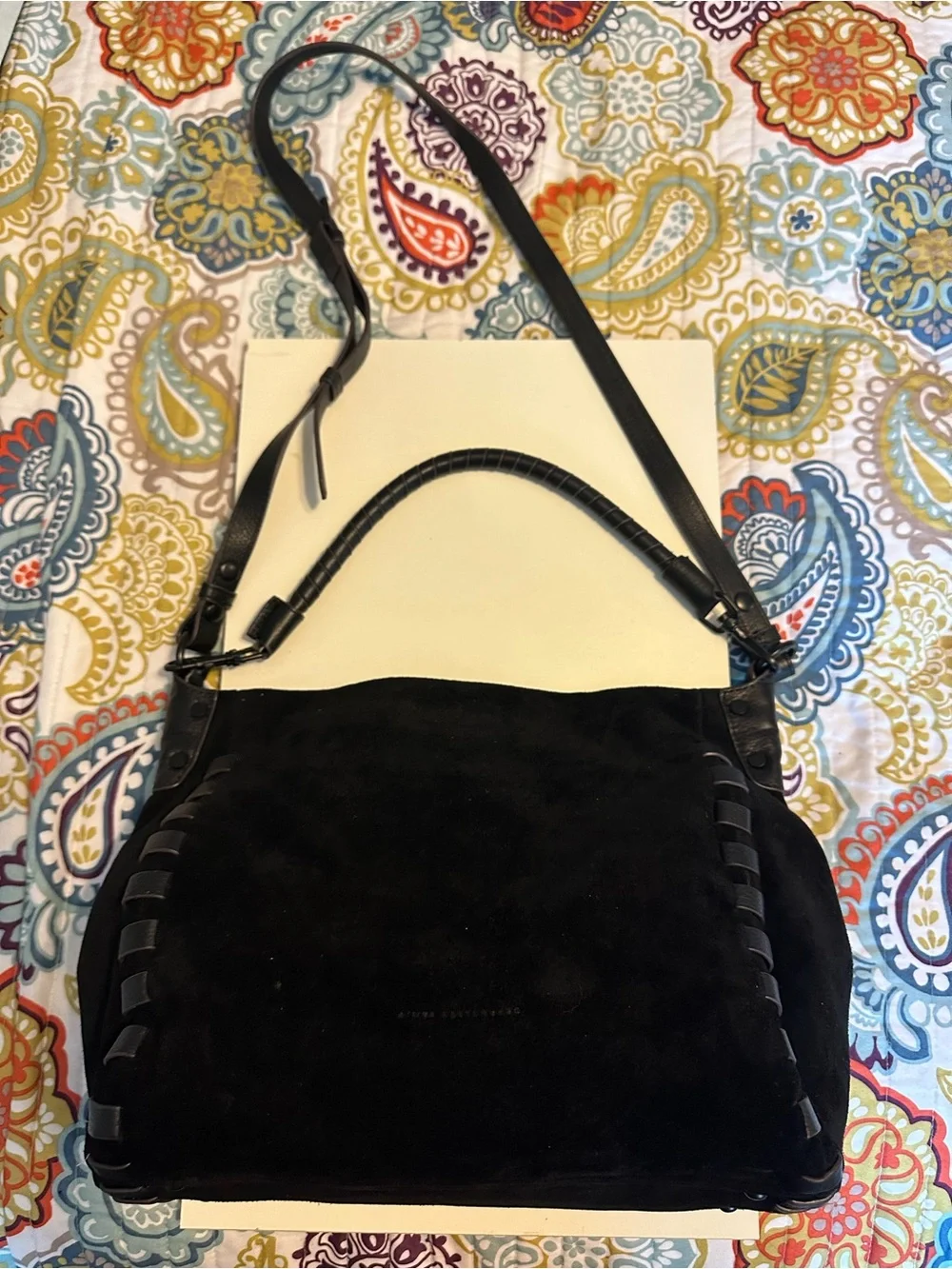 Aimee Kestenberg Zen Hobo Black Suede & Leather Handbag
